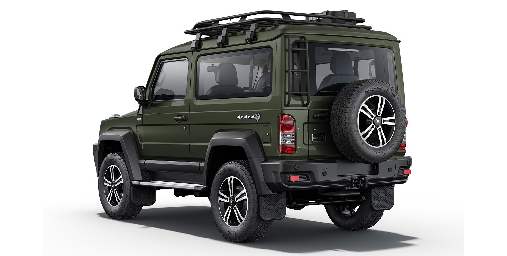Force Gurkha Green car with Rear Ladder