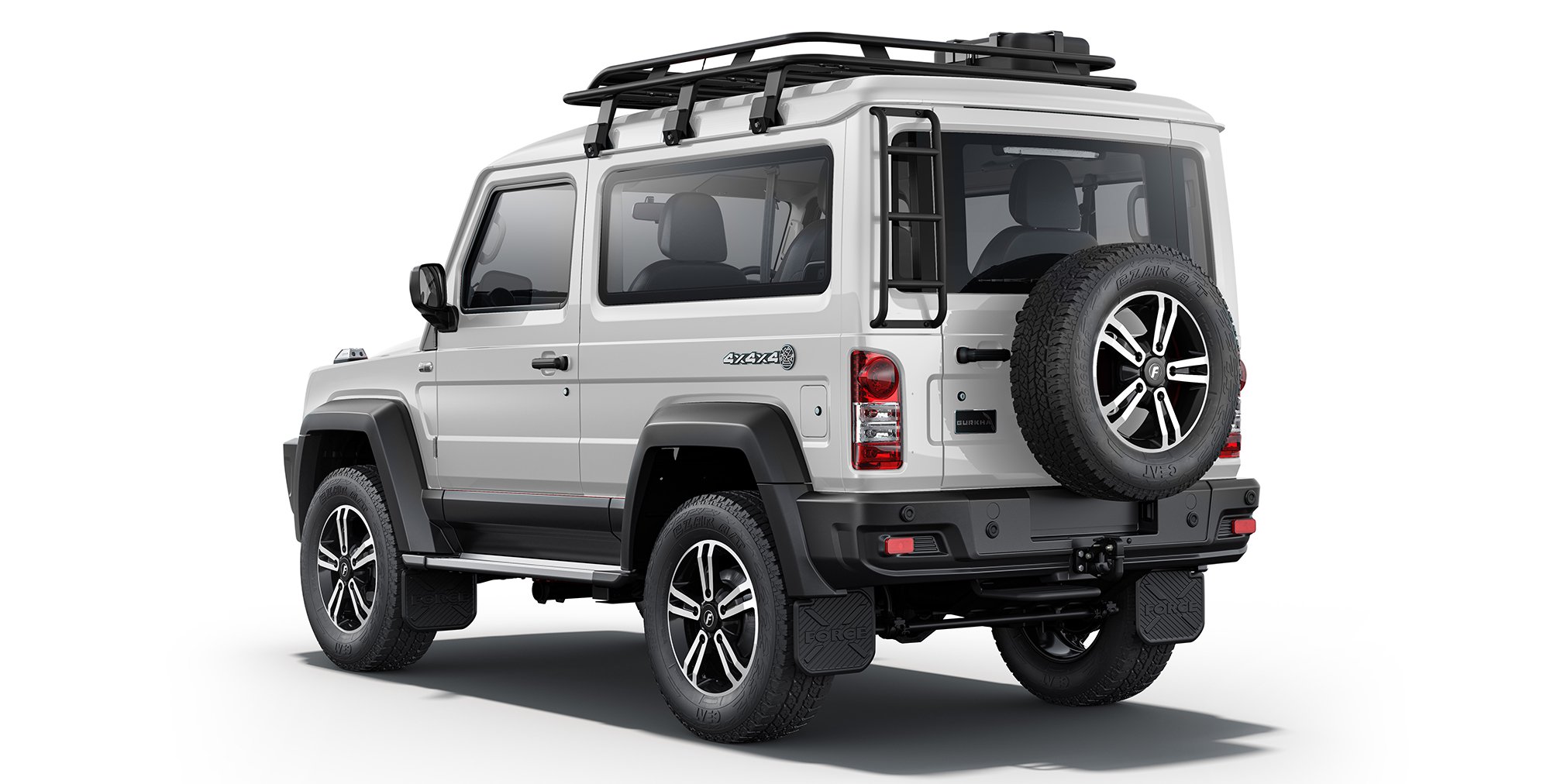 Force Gurkha White car with Rear Ladder