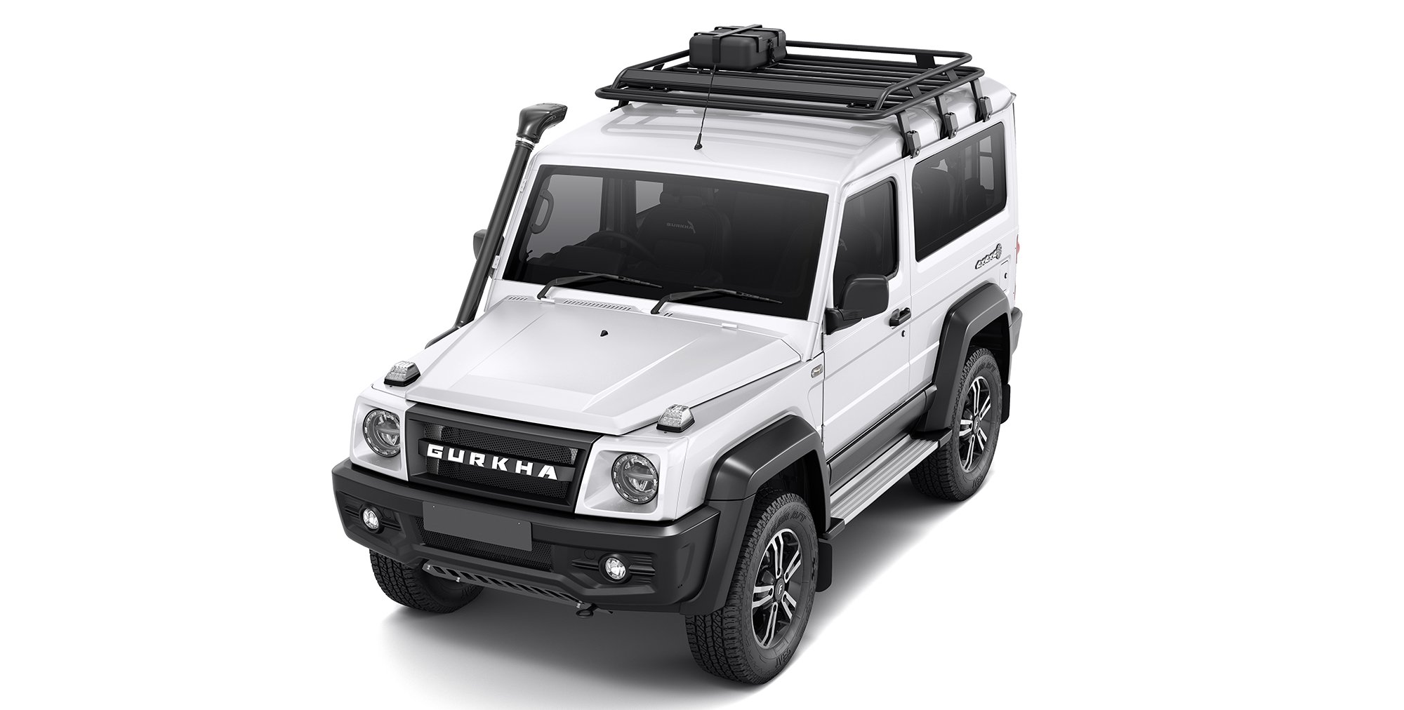 Force Gurkha White car with Roof Carrier