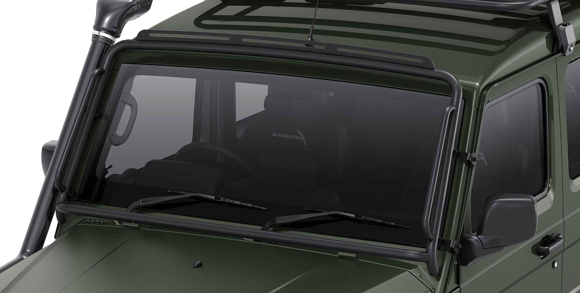 Green Colour Gurkha with Windscreen Bar for off-roading adventure