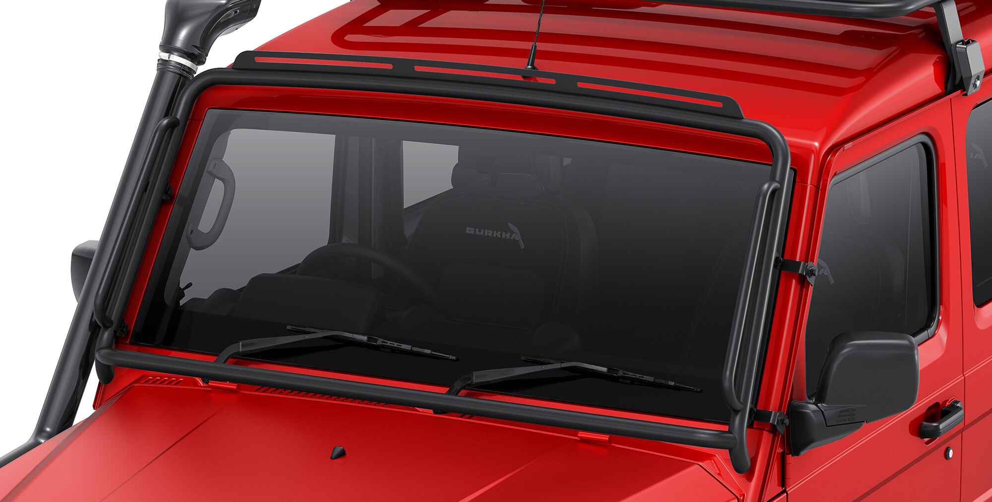 Red Colour Gurkha with Windscreen Bar for off-roading adventure